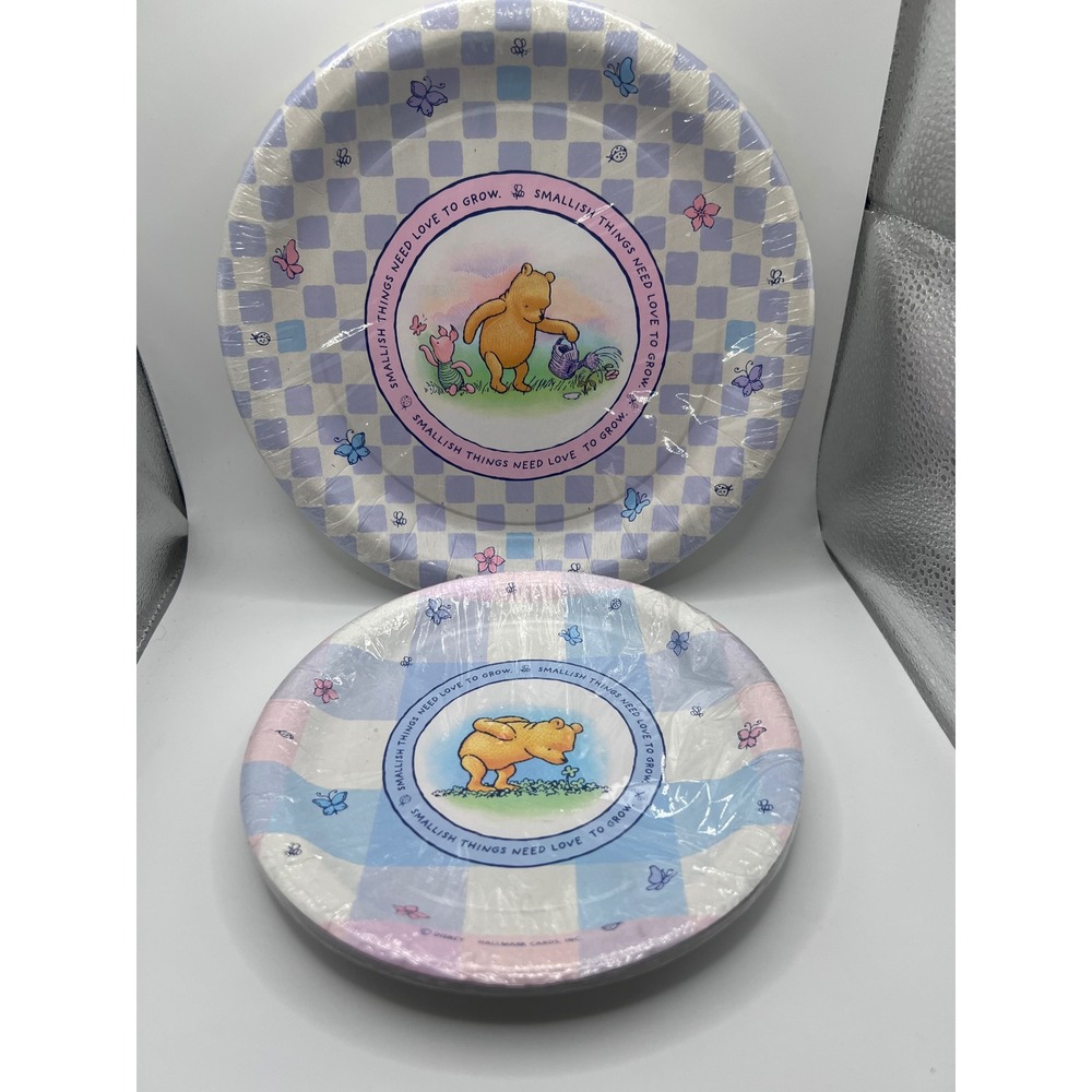Vintage Hallmark Classic Winnie The Pooh‎ Garden Shower Party Plates SEALED